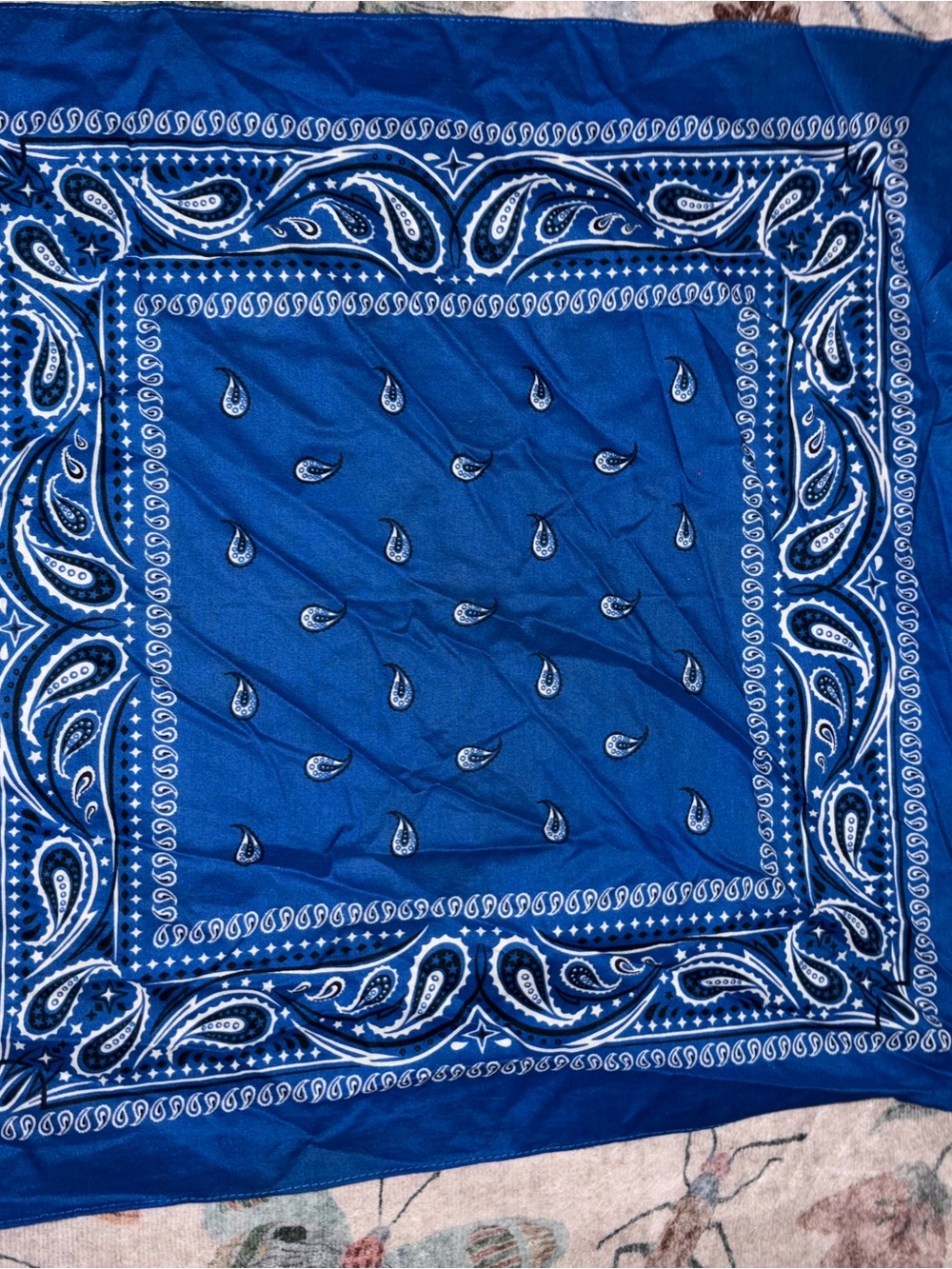 Vintage Paris Accessories 100% Cotton Blue Paisley Bandana RN 13960